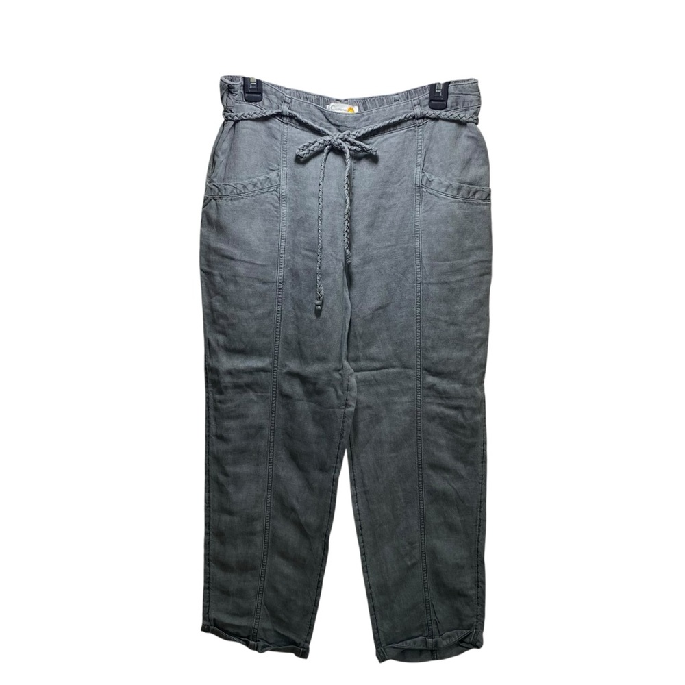 Linen Resortwear Relaxed Beach Comfort New Pants Womens L Gray Elastic‎ Waist